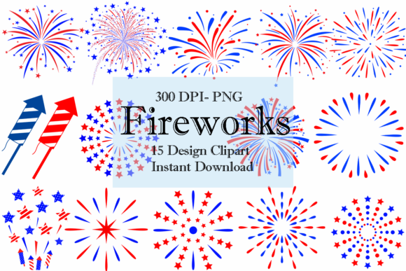 4th of July Fireworks Clipart for Crafts