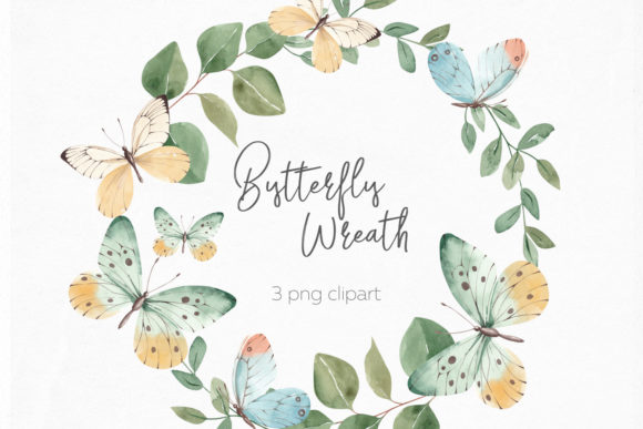 Butterfly Wreath Clipart: Illustrations for Crafters