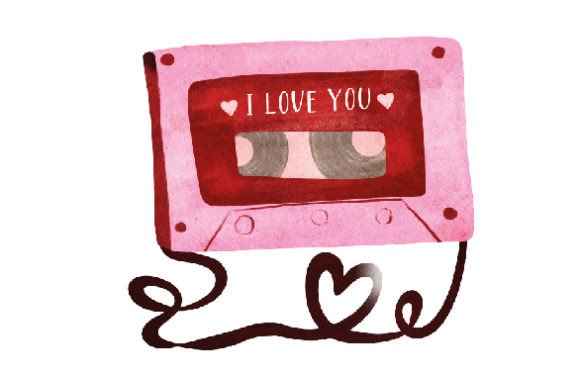 Casette Tape - I Love You, Watercolor: Valentine's Day Asset
