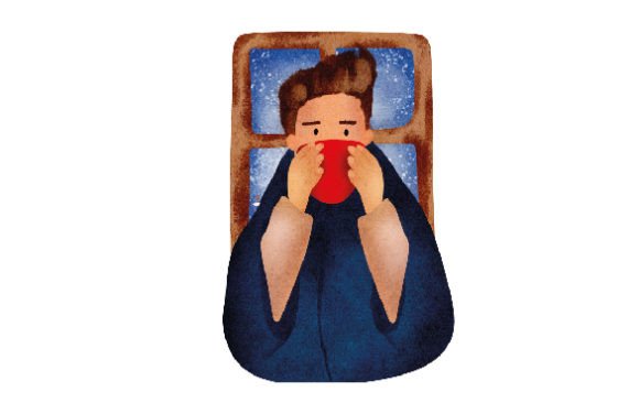 Cute Boy Drinking Coffee: Winter Watercolor Asset Review