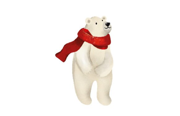 Cute Winter Polar Bear: Watercolor for Editorial Use