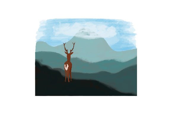 Deer on a Mountain Nature Amp Watercolor Asset Review