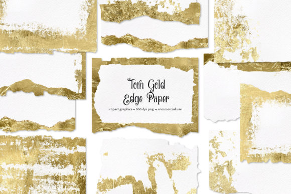 Gold Torn Edge Paper Textures for Digital Products