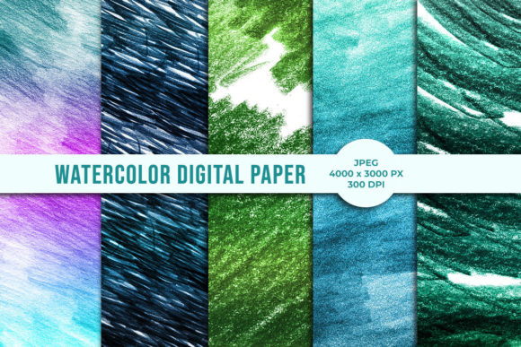 Hand Painted Watercolor Digital Paper for Embroidery