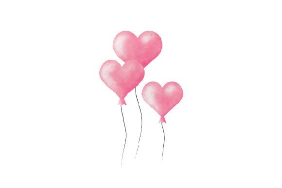 Heart Balloons Watercolor for Valentine's Day Content