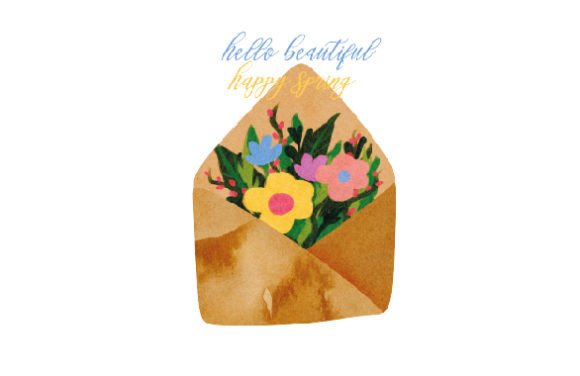 Hello Beautiful Happy Spring Watercolor for Crafts