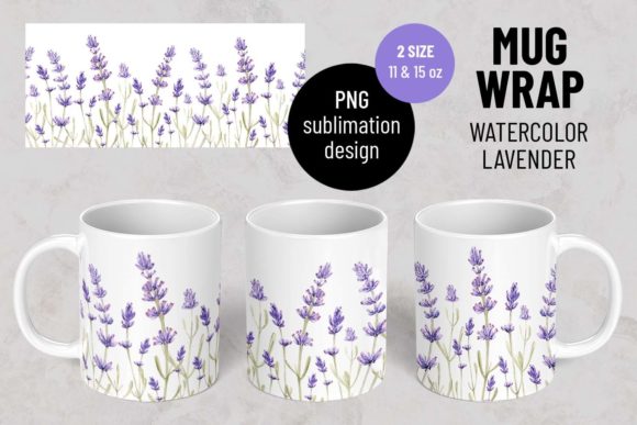 Lavender Flowers Mug Wrap Sublimation for Crafts