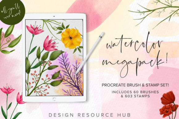 Procreate Watercolor Megapack Brushes for Crafters
