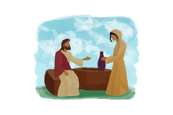 Religious Watercolor: Jesus and Samaritan Woman Review