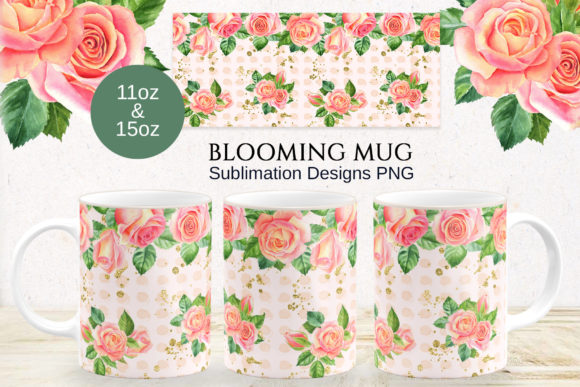 Roses Mug Sublimation Designs JPG for Crafts Sales
