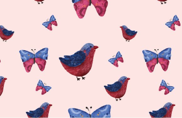 Spring Butterflies Birds Seamless Pattern Review