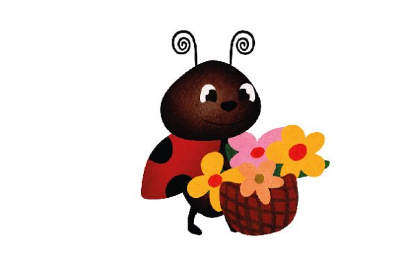 Spring Lady Bug Holding a Flower Basket: Watercolor Review