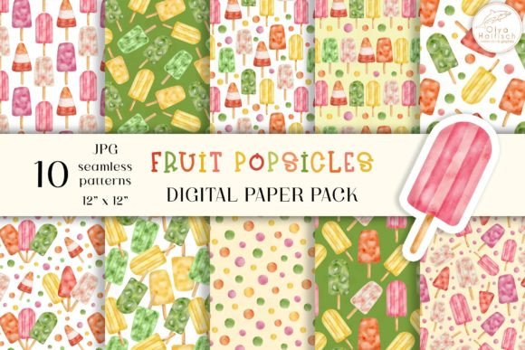 Summer Popsicle Seamless Digital Paper Patterns