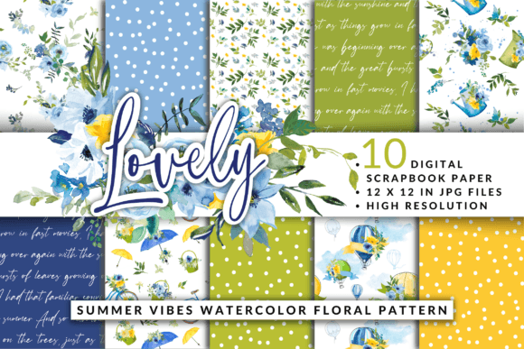 Summer Vibes Watercolor Floral Patterns for Local Branding