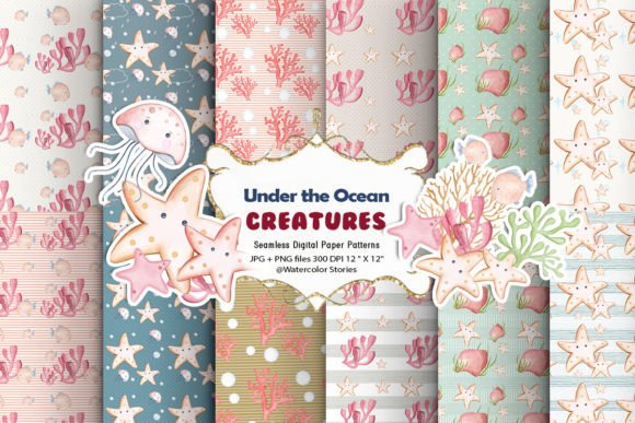 Under the Ocean Creature Digital Papers & Patterns
