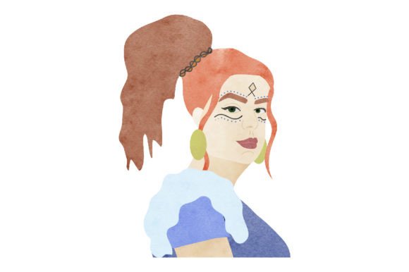 Viking Woman Portrait: Watercolor Asset for Vikings Branding