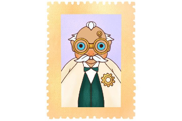 Vintage Postal Stamp: Fairy Tales Dr. Mad Scientist