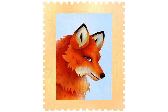 Vintage Postal Stamp: Fairy Tales Fox Branding
