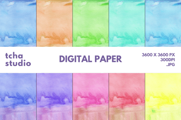 Watercolor Background Digital Papers 5 for Craft Backgrounds