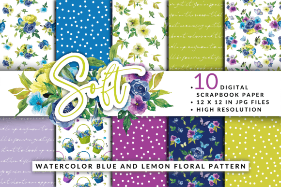 Watercolor Blue and Lemon Floral Pattern Review