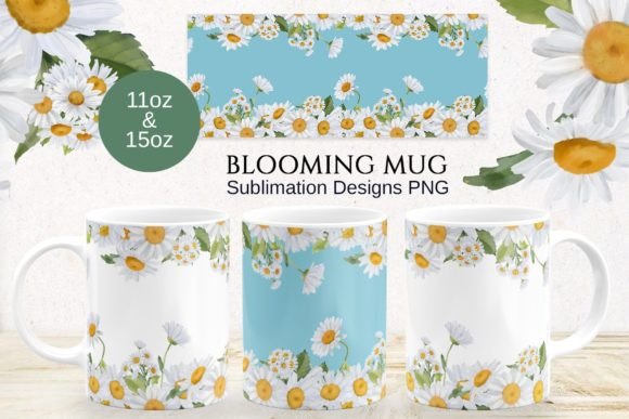 Watercolor Daisies Mug Sublimation for Crafts