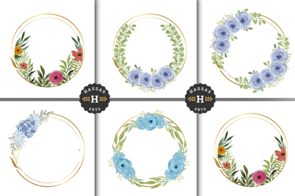 Watercolor Floral Golden Wreath Print Templates Review