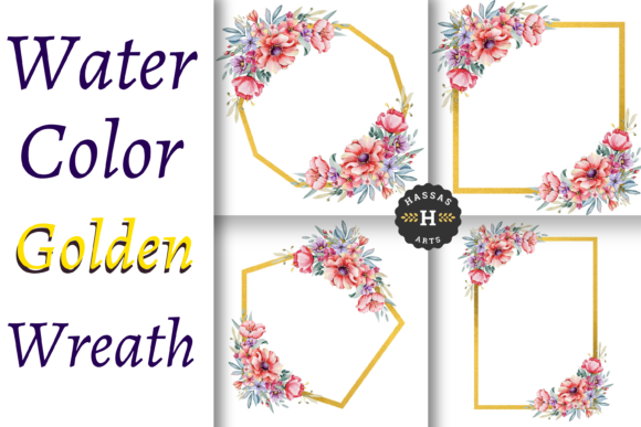 WaterColor Flower Golden Wreath Bundle Freebies Review