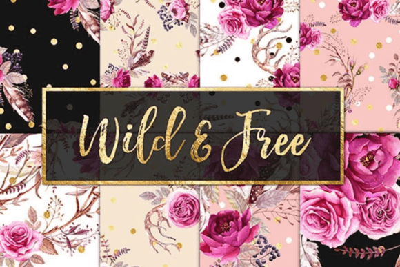 Watercolor Flowers Digital Papers: Patterns for Branding