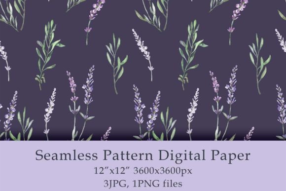Watercolor Lavender Seamless Pattern for Crafters