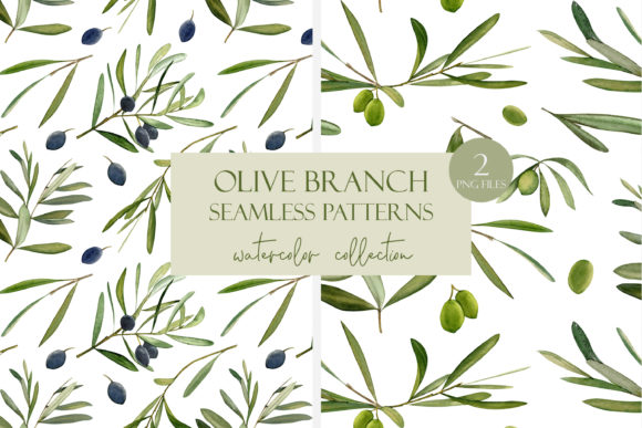 Watercolor Olive Seamless Patterns Set Review